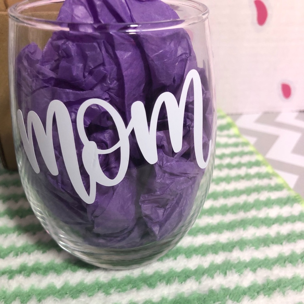 2-HANDMADE by Me- wine glasses! “MOM JUICE “